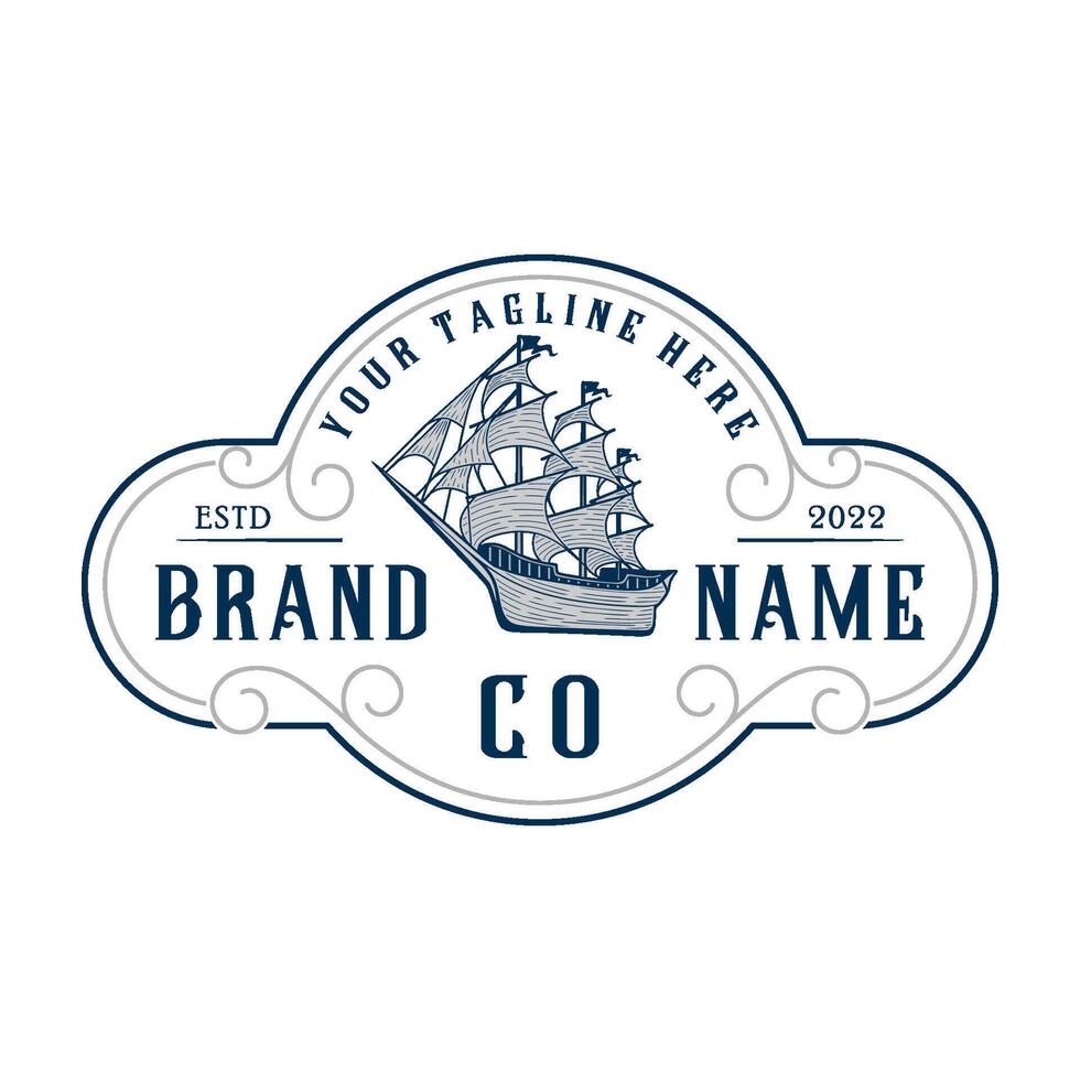 vintage sailboat logo design. design for holidays or excursions at sea vector