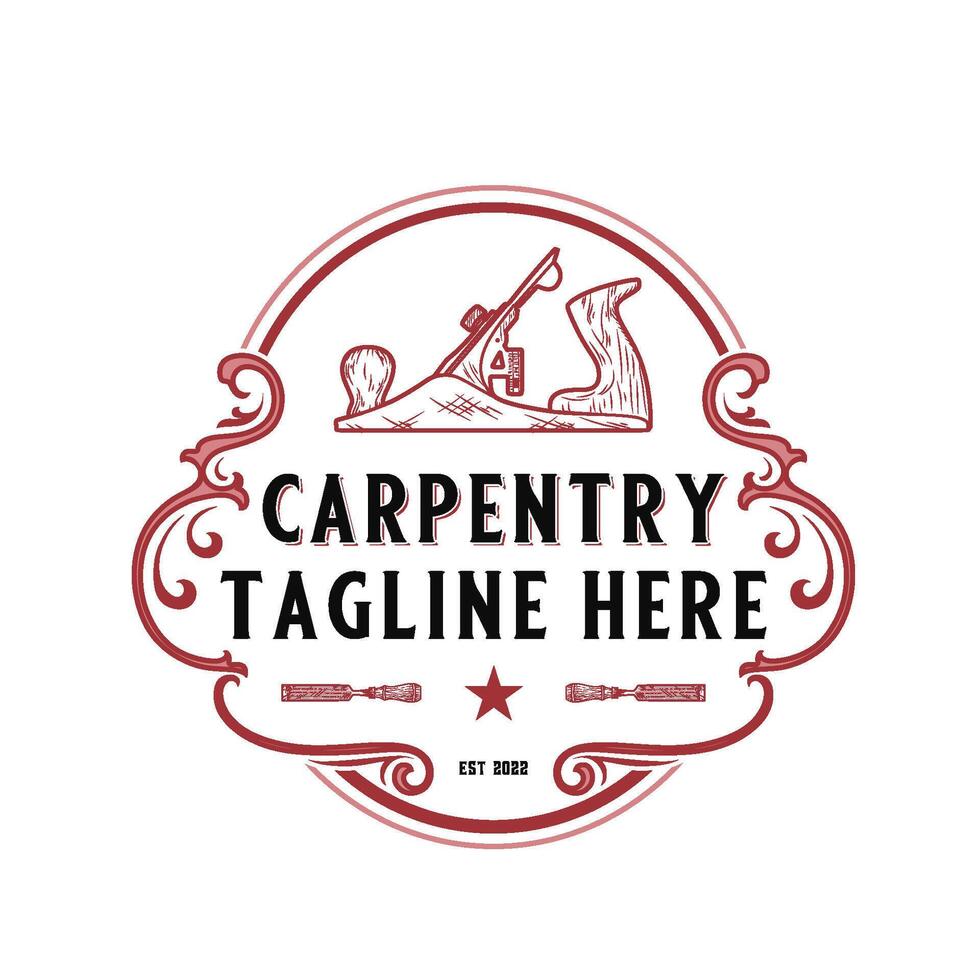 vintage carpentry logo. hand planes ornament vintage style for furniture, construction and carpenter. vector