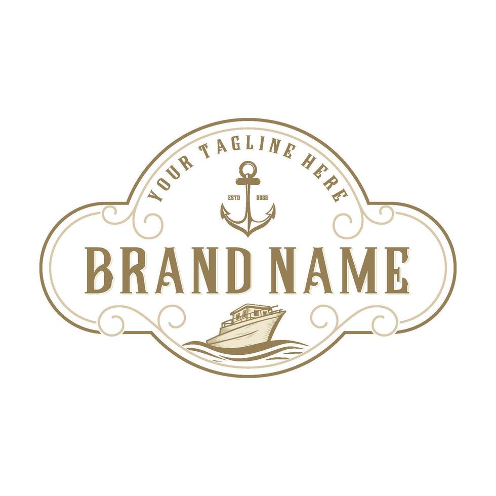 ship logo design. container ship anchor freight forwarding company design vector