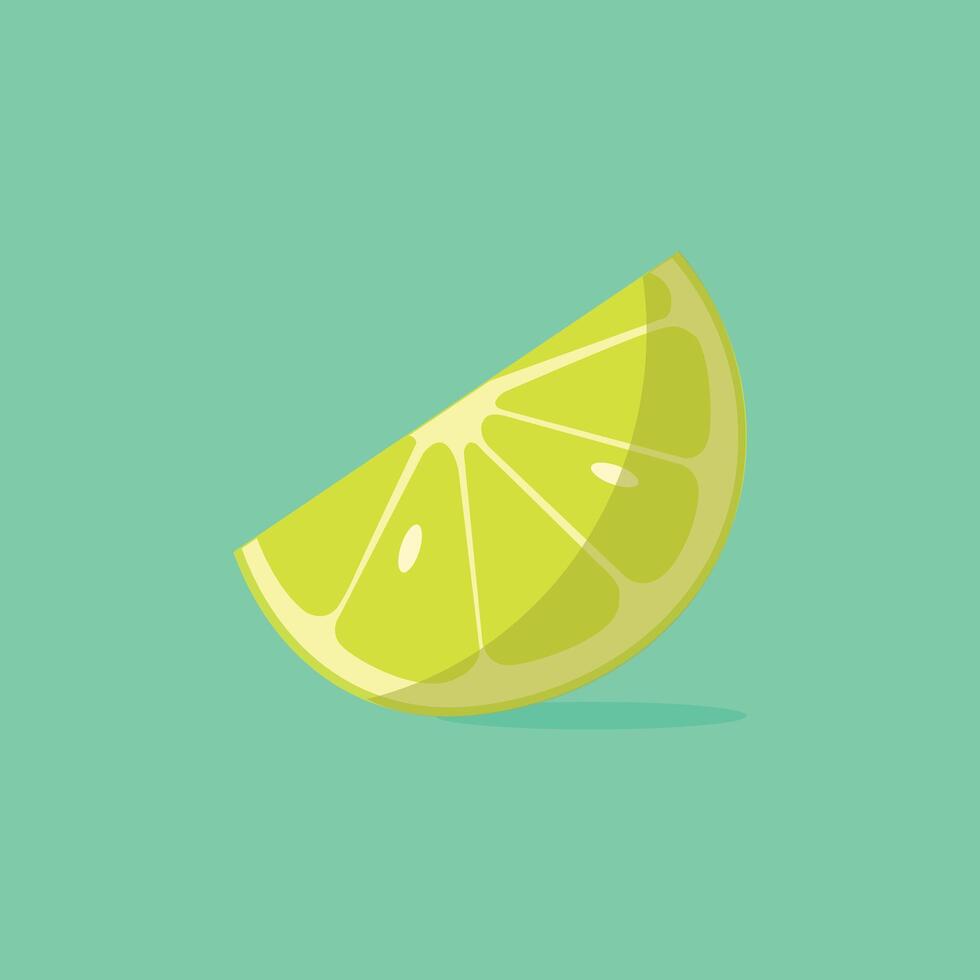 Half lemon citrus fruit isolated on green background. vector