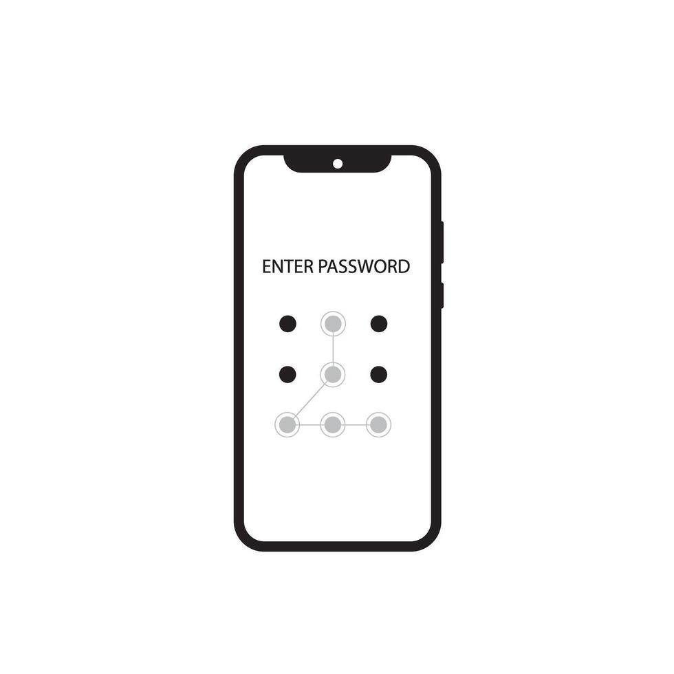 Screen lock authentication password smartphone background template. Illustration of phone ID recognition screen lock password or lock screen passcode numbers display. vector