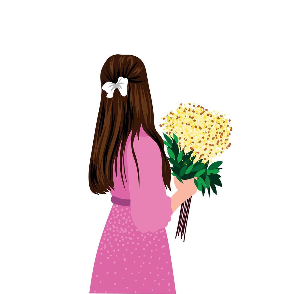 Girl backside view illustration vector