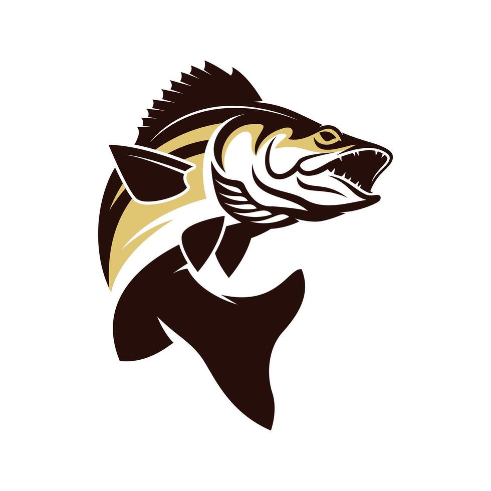 walleye fishing illustration logo image t shirt vector
