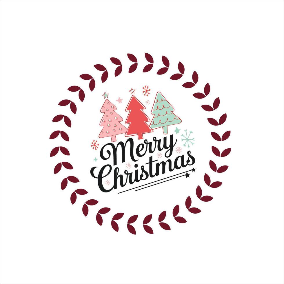 Holiday Cheer Christmas Trees Merry Christmas Text vector