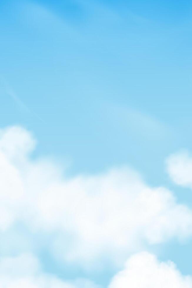 Sky Blue with cloudy over beach background, Summer nature for banner,illustration Cartoon Spring landscape with white fluffy cloud,sky for environment concept vector