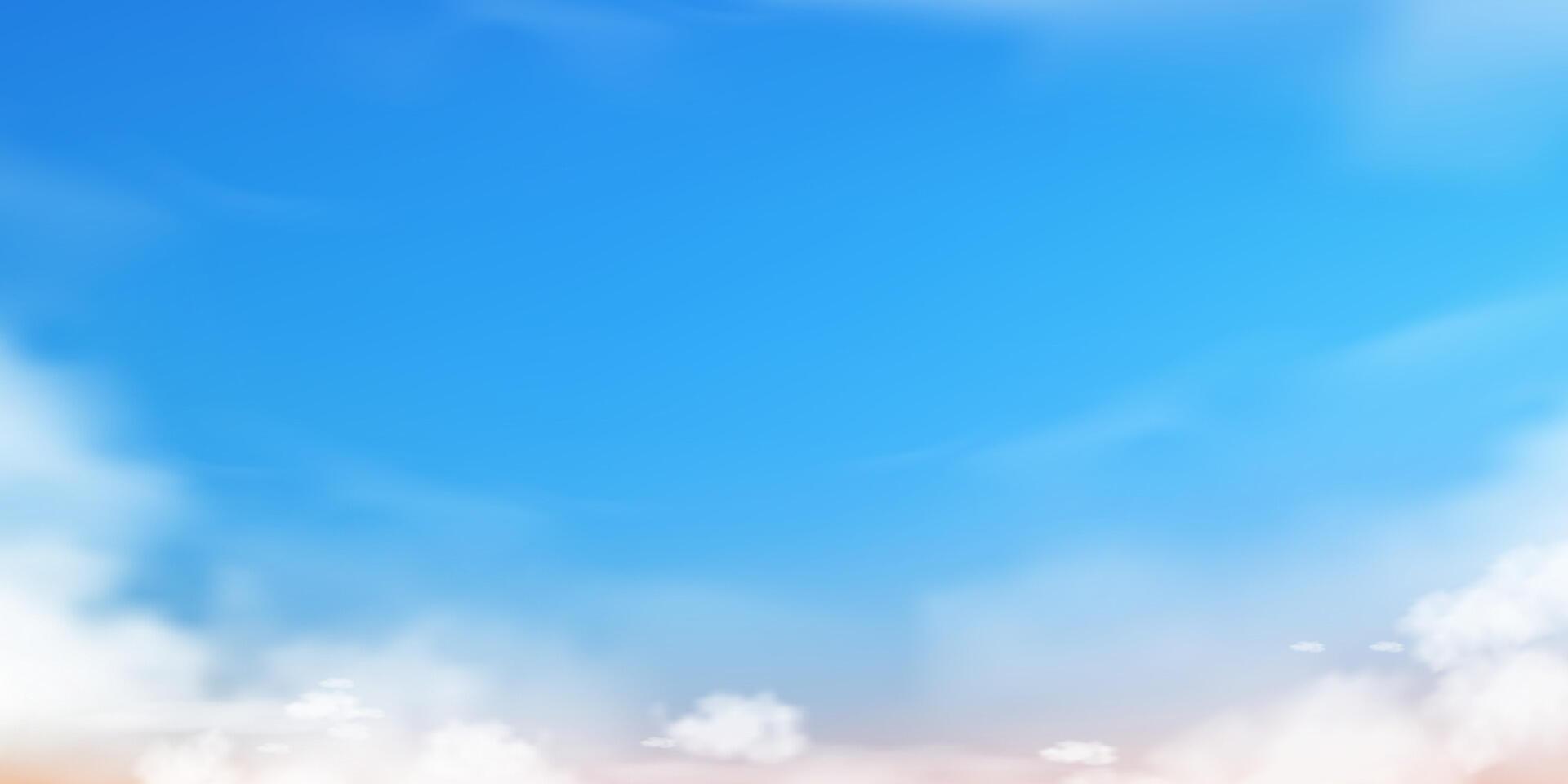 Sky Blue,Cloud Background,Horizon Summer Clear Sky over beach, landscape nature sunrise in Winter,Spring panorama banner white clouds over blue ocean,Sunset landscape vector