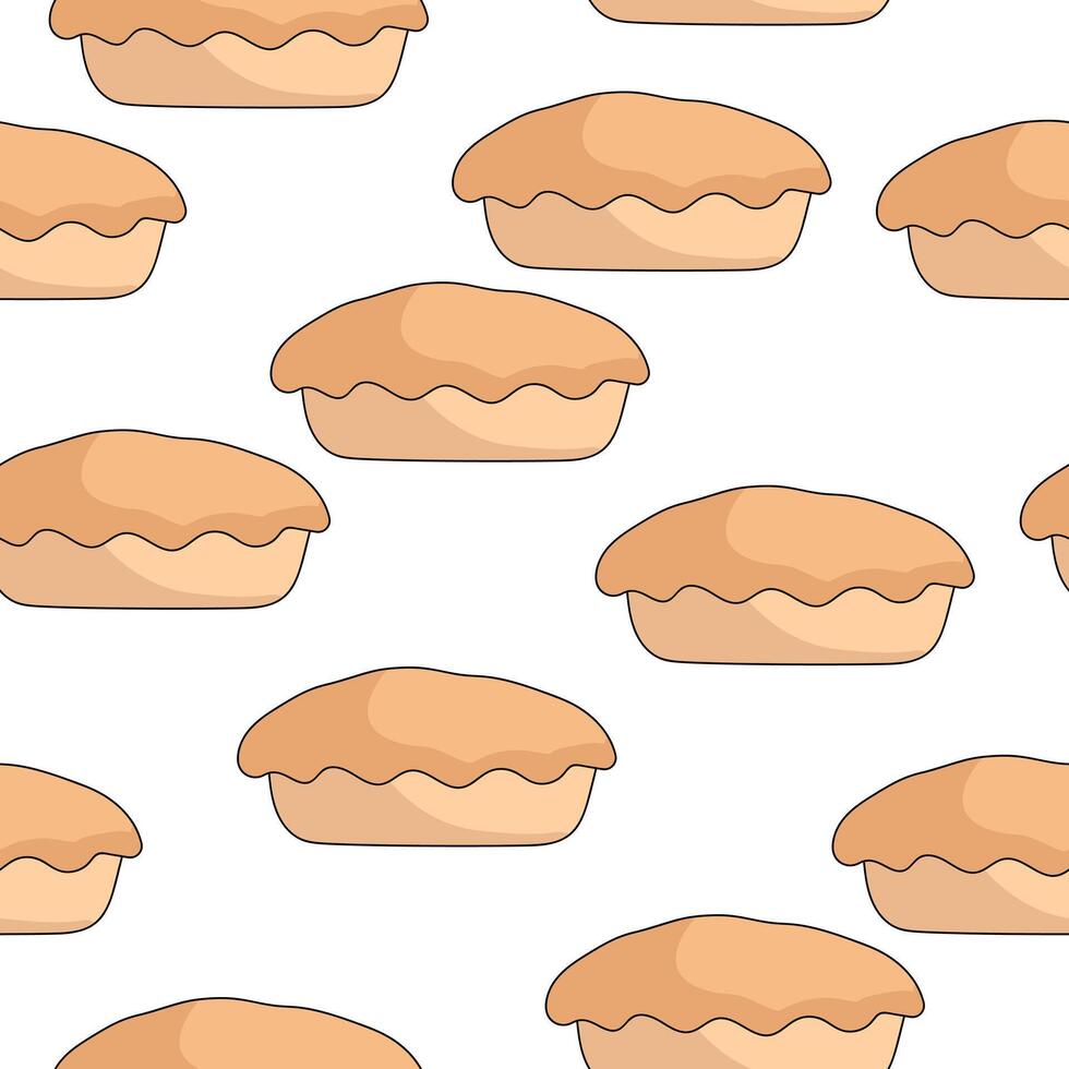 Seamless pattern with pie, homemade pastries on a white background vector
