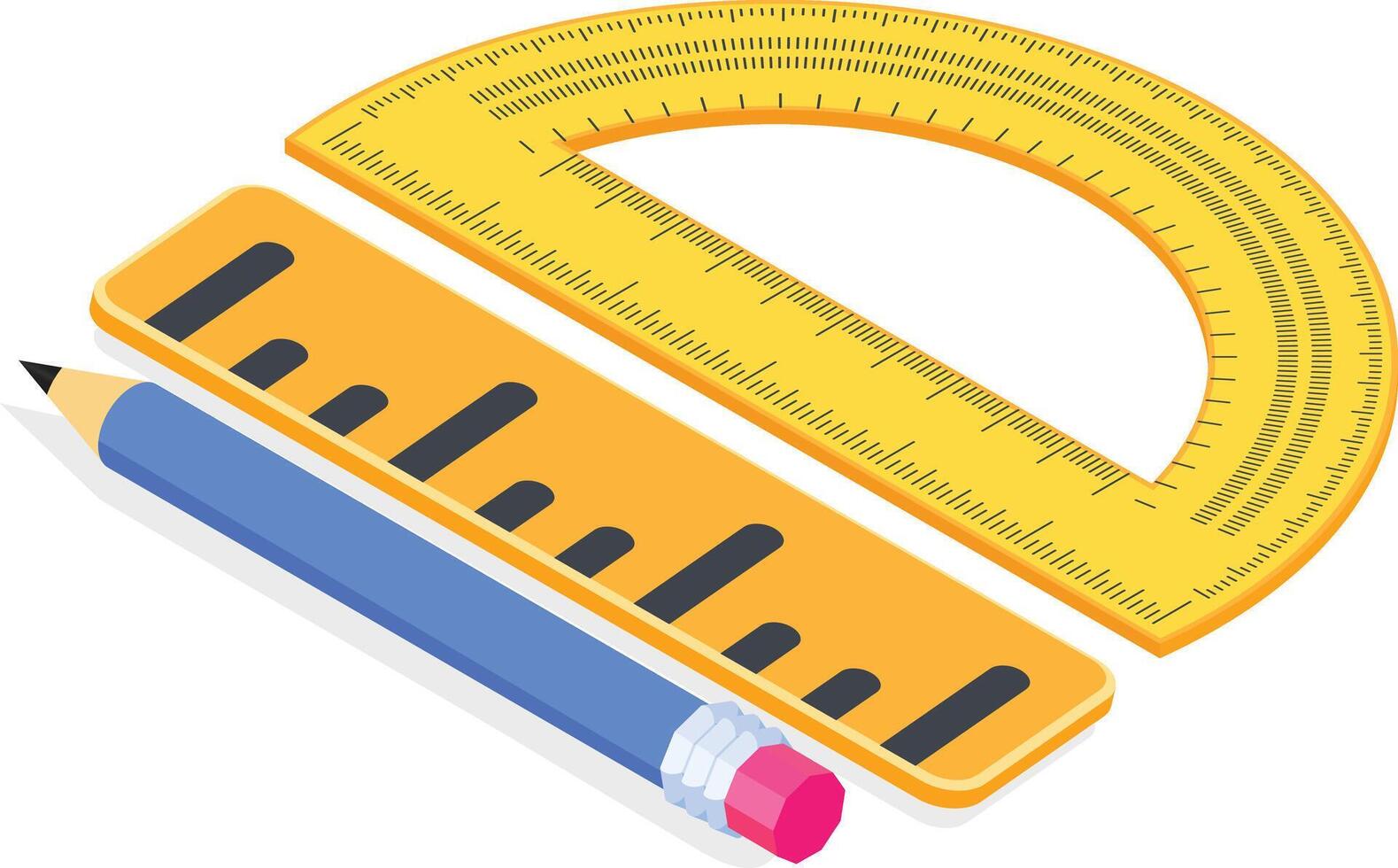 Isometric School Geometry Tools with Pencil vector