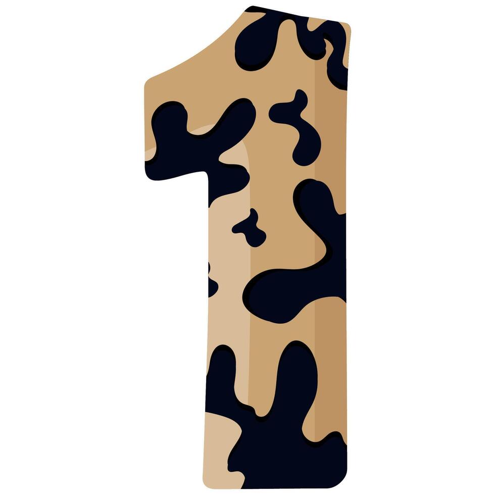 design of the number 1 for the new year with an animal design, namely with the spots of a common yellow boa vector