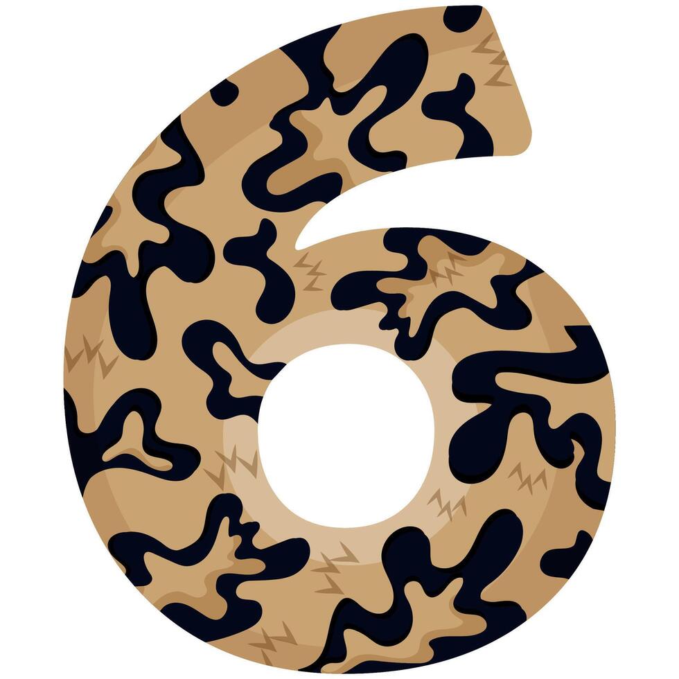number 6 design for new year with animal design namely with detailed skin spots of common yellow boa vector