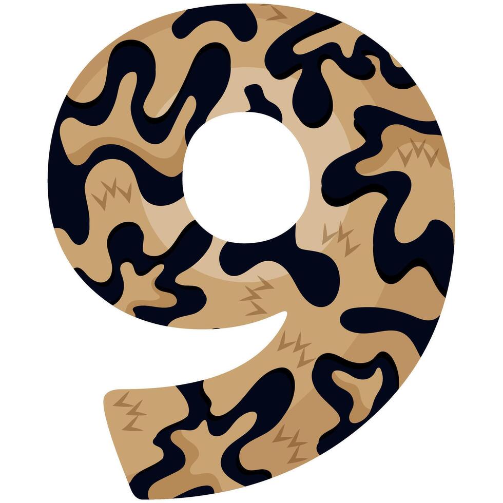 number 9 design for new year with animal design namely with detailed skin spots of common yellow boa vector