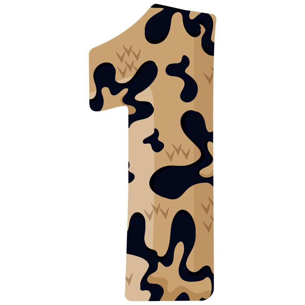 design of number 1 for new year with animal design namely with detailed skin spots of common yellow boa vector