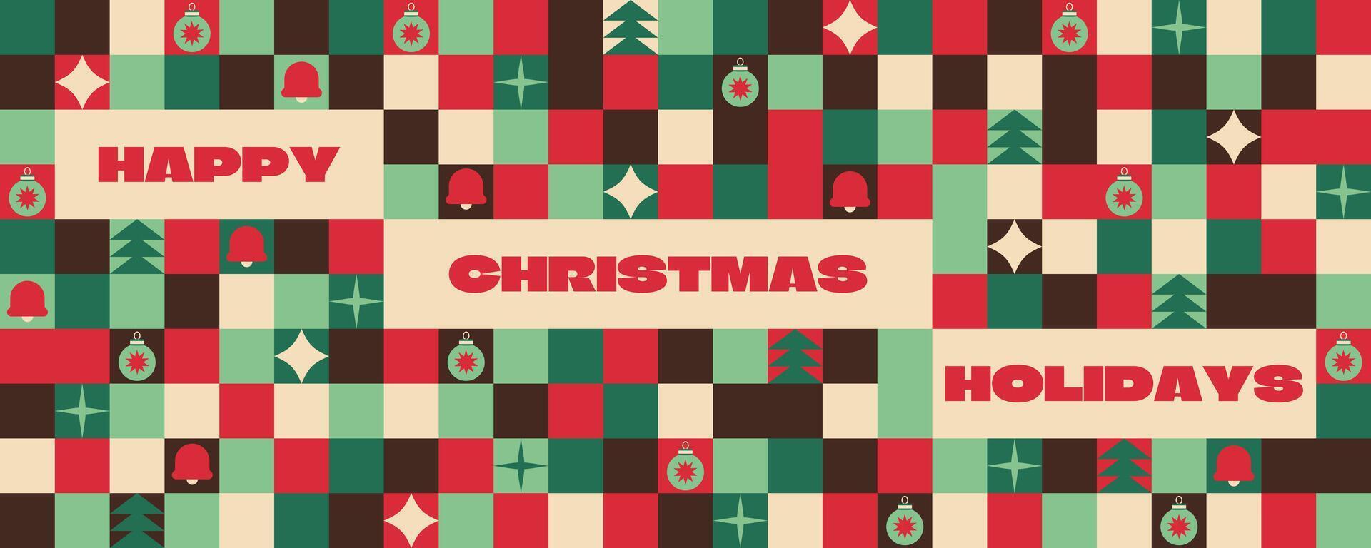 Modern Christmas holiday banner with geometric shapes in minimalist style vector