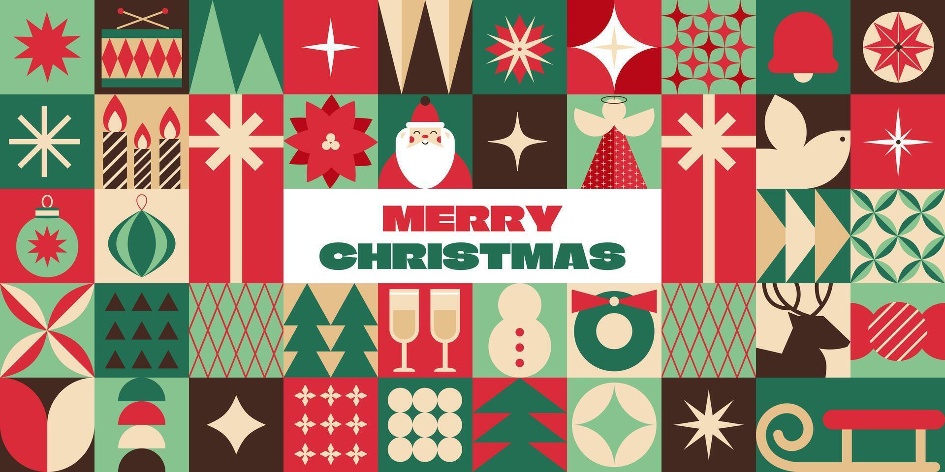 Christmas Minimalist Geometric Holiday Banner Design vector
