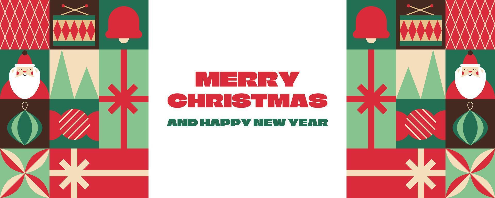 Modern Merry Christmas and New Year Geometric Banner Design vector