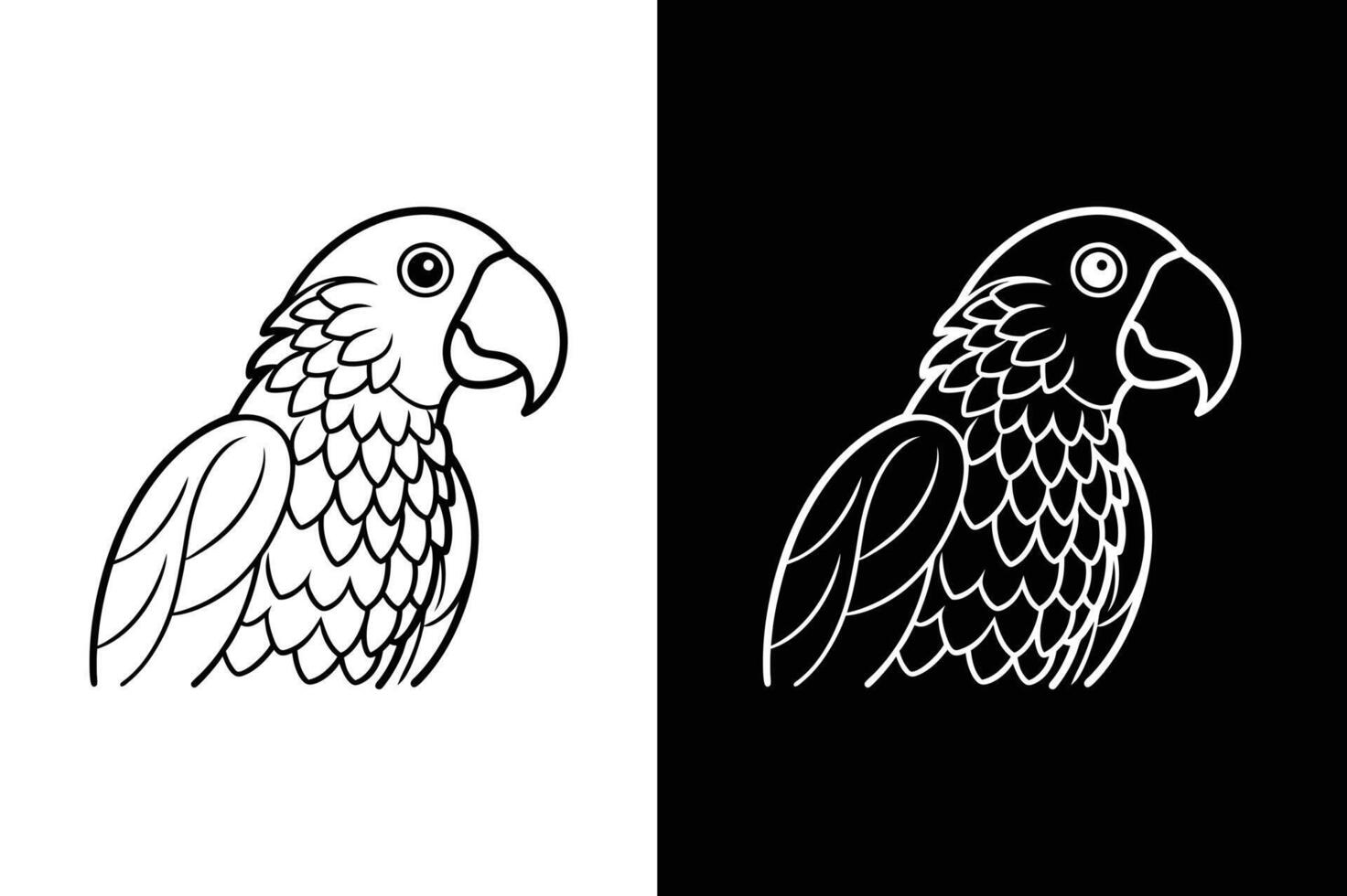 Parrot Flat Line Icon. Cute Bird Illustration vector