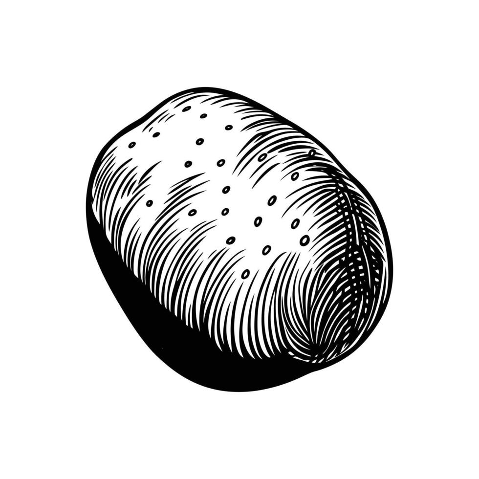 Minimalist Potato Line Icon. Simple Design on White Background vector