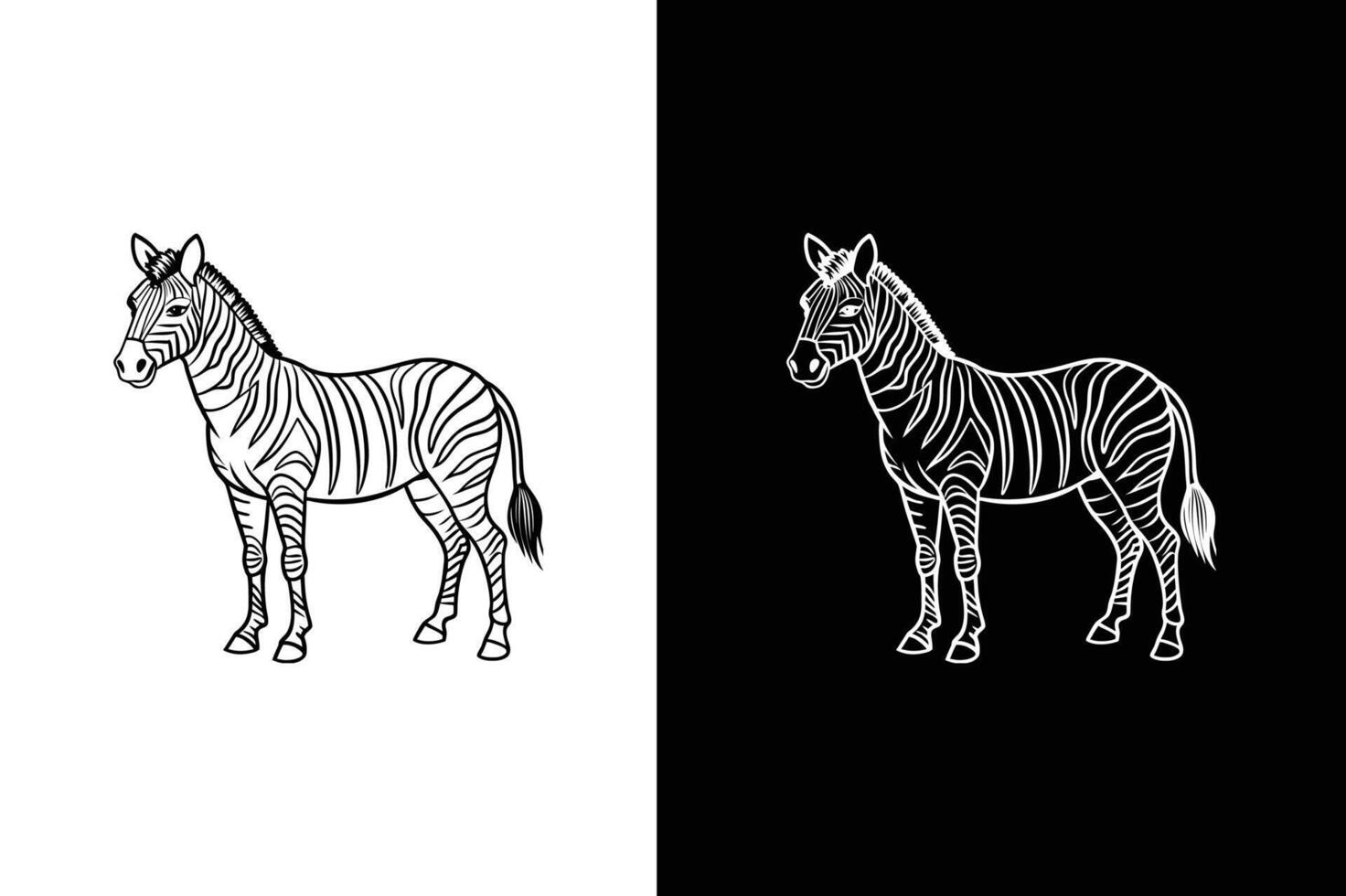 Simple Zebra Line Art . Stylish Zebra Crossing Outline Design vector