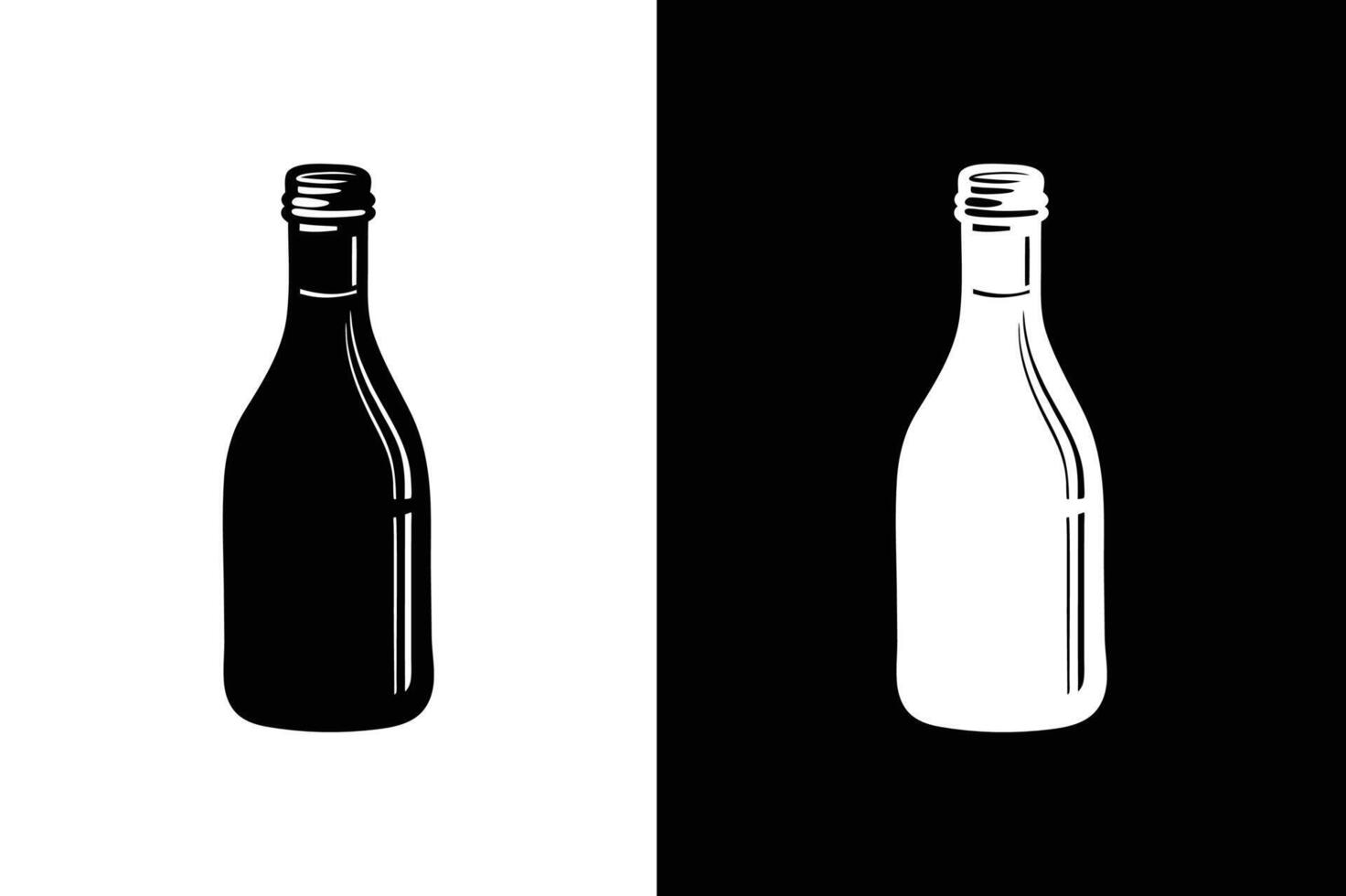 Bottle of beer. Icon with reflection on white background vector