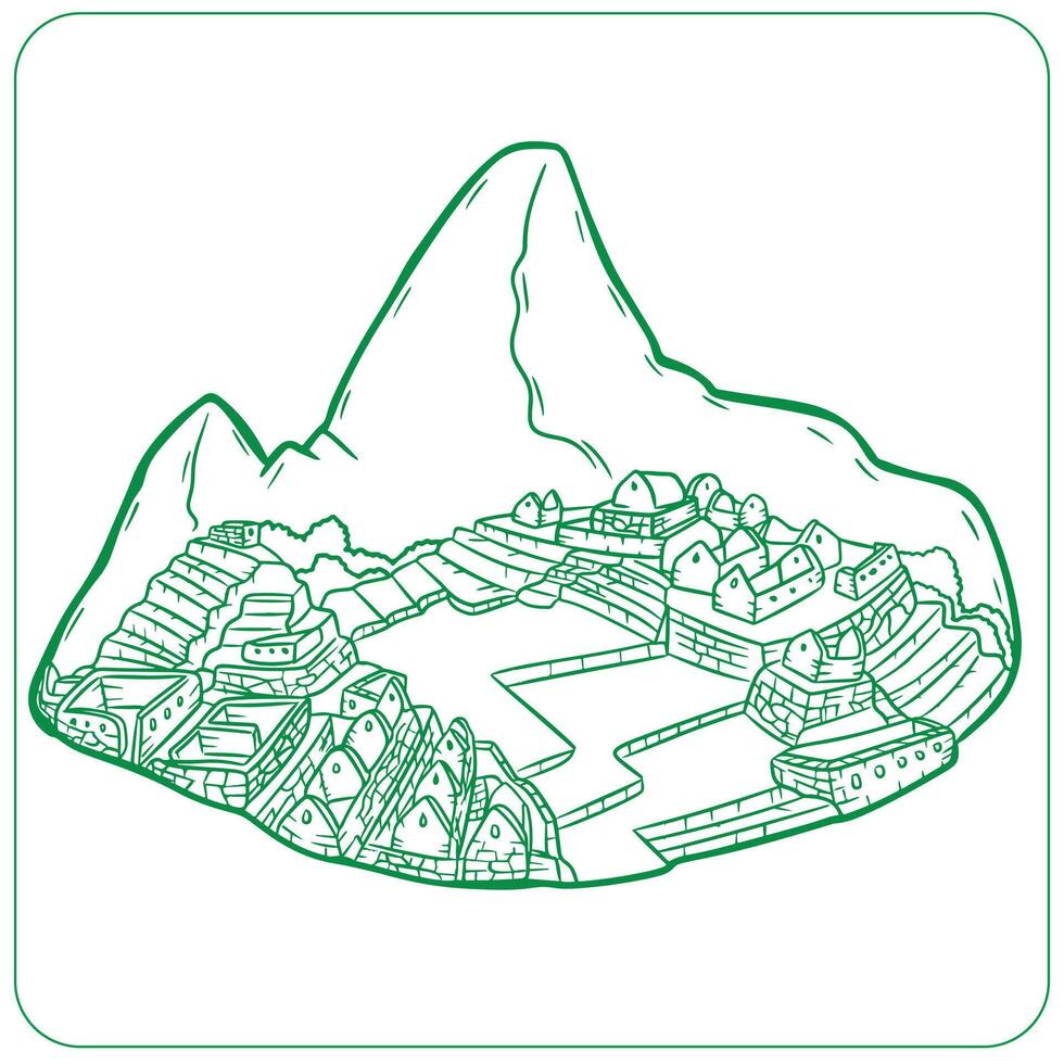 macchu pichu lineart draw vector