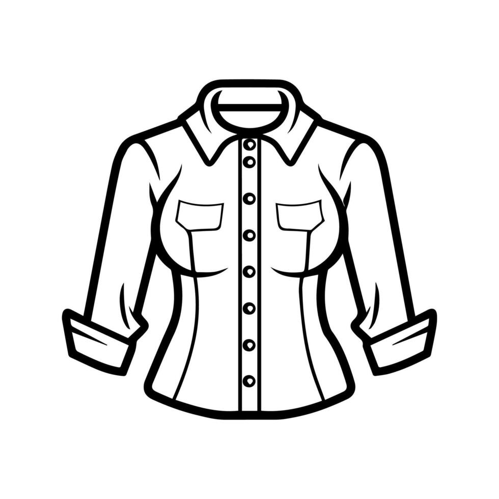 blouse icon or modern line symbol. line art and icon design with bold outline. Black and white Pixel Perfect minimalistic symbol isolated white background. Silhouette simple thin sign vector