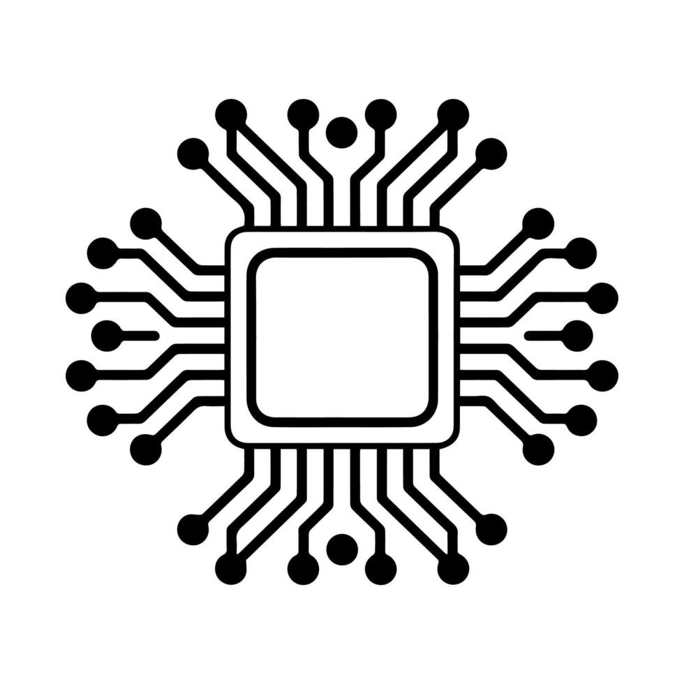 CPU icon or modern line symbol. line art and icon design with bold outline. Black and white Pixel Perfect minimalistic symbol isolated white background. Silhouette simple thin sign vector