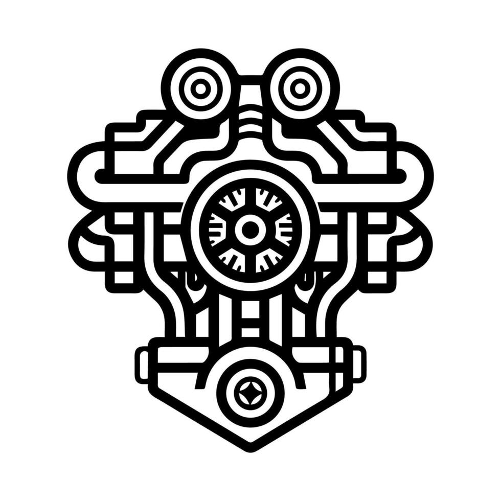 engine icon or modern line symbol. line art and icon design with bold outline. Black and white Pixel Perfect minimalistic symbol isolated white background. Silhouette simple thin sign vector