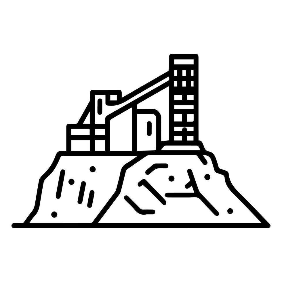 quarry icon or modern line symbol. line art and icon design with bold outline. Black and white Pixel Perfect minimalistic symbol isolated white background. Silhouette simple thin sign vector
