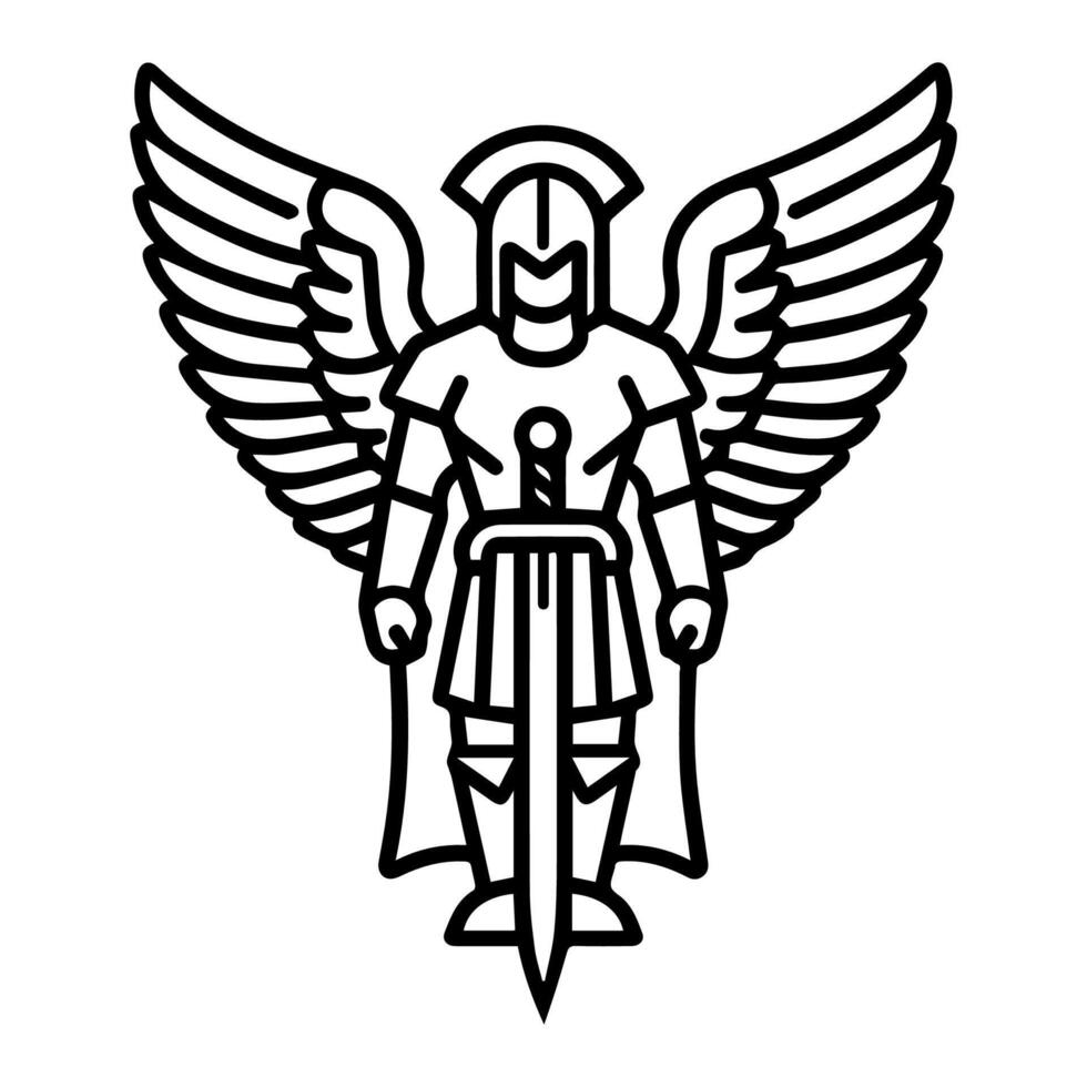 archangel icon or modern line symbol. line art and icon design with bold outline. Black and white Pixel Perfect minimalistic symbol isolated white background. Silhouette simple thin sign vector