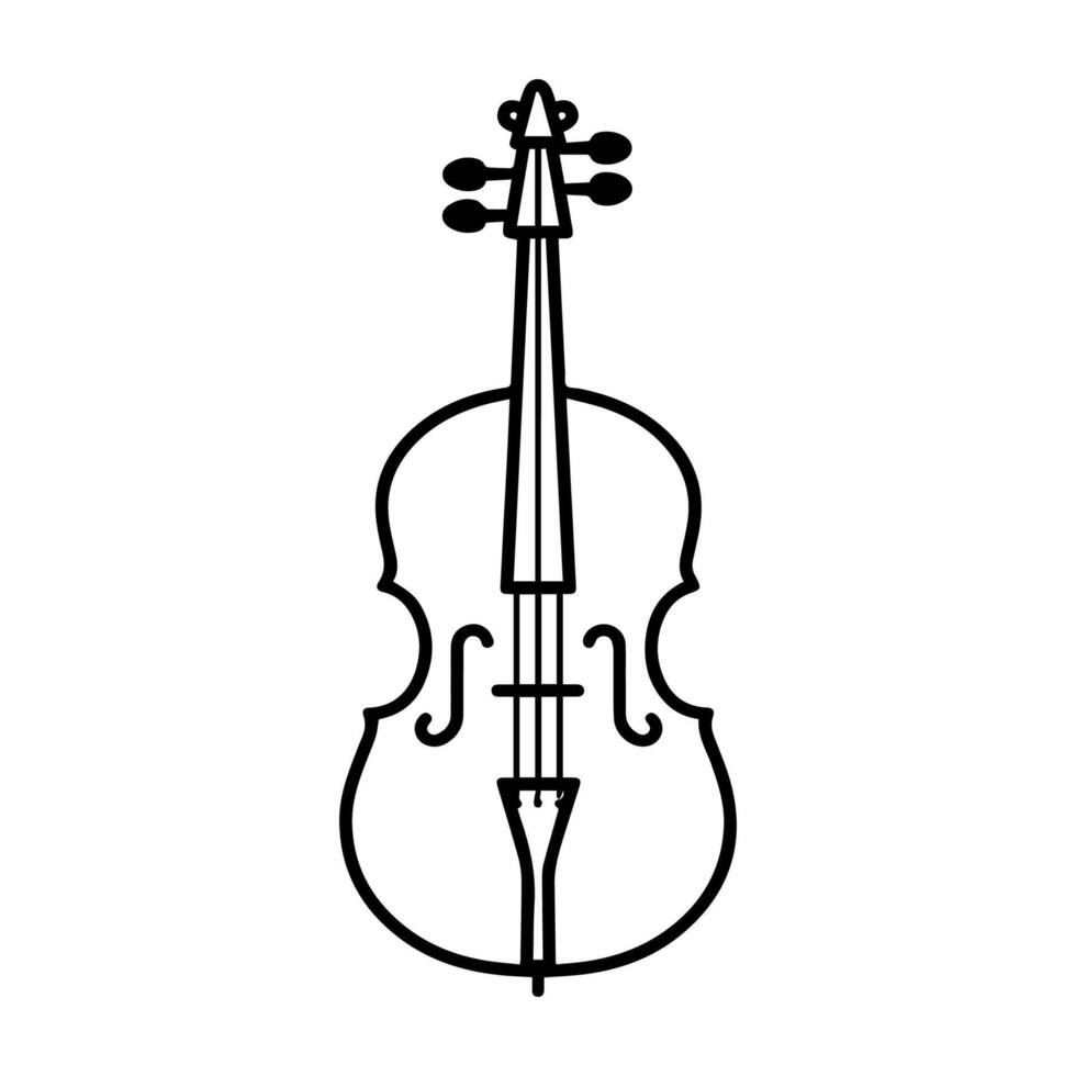 cello icon or modern line symbol. line art and icon design with bold outline. Black and white Pixel Perfect minimalistic symbol isolated white background. Silhouette simple thin sign vector