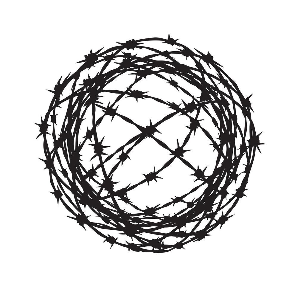 A barbed wire silhouette on white background 10 EPS vector