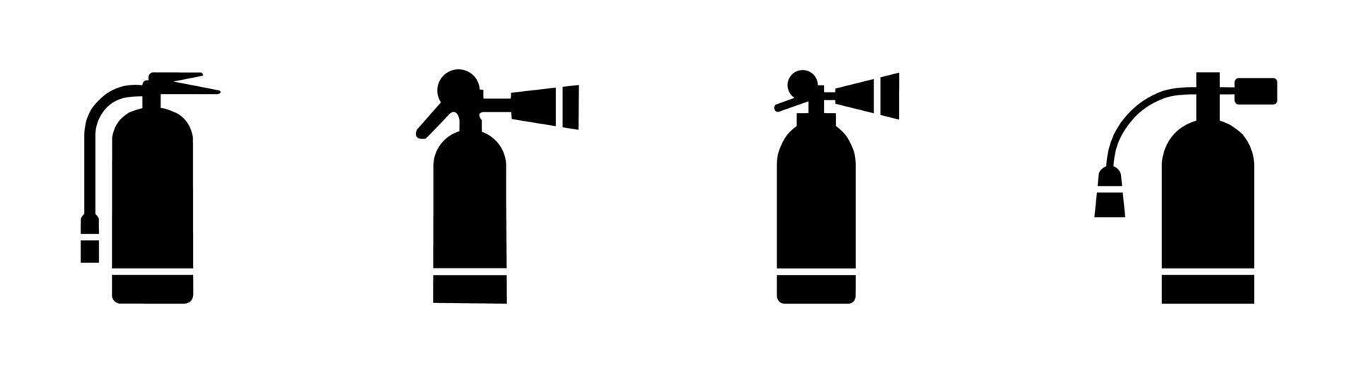 Fire extinguisher silhouette icon set vector