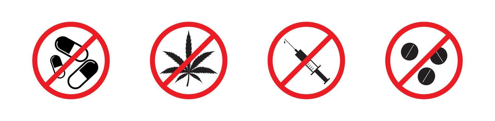 No drugs icon set vector
