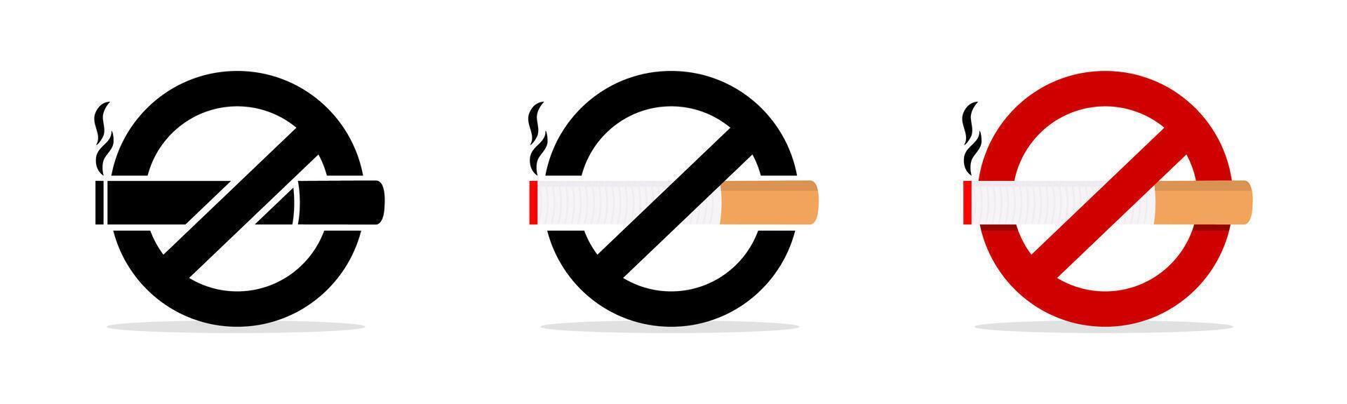 No smoking icon set vector