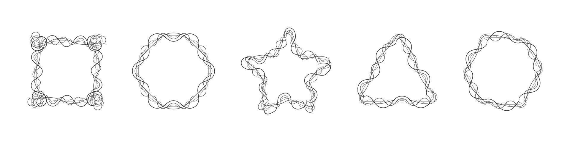 Wavy lines ornament frames. Decorative frames with wavy line patterns vector