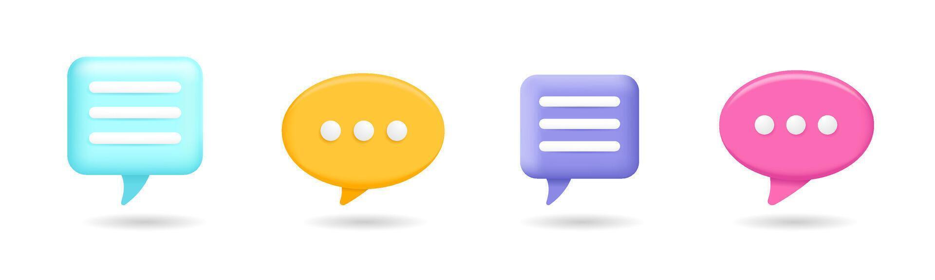 Speech bubble frame 3D icon set vector