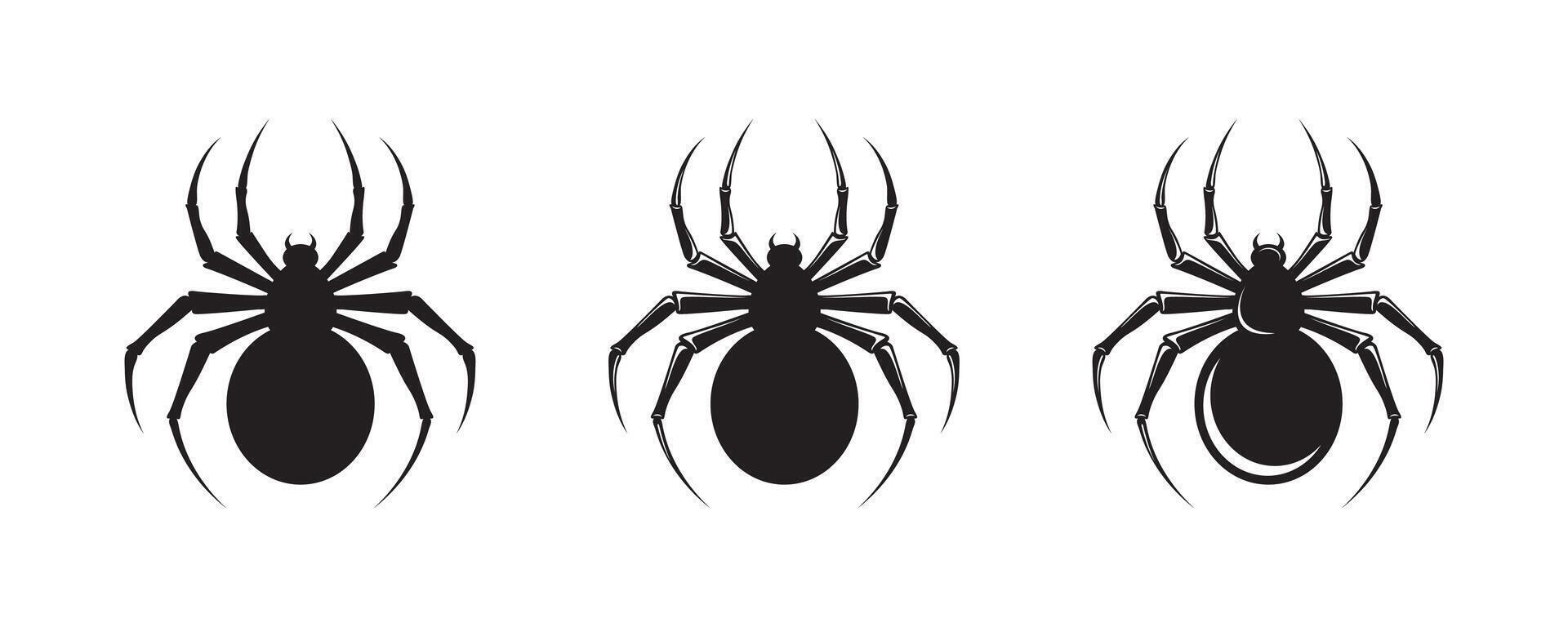 Spider icon. Black spider with eight legs vector