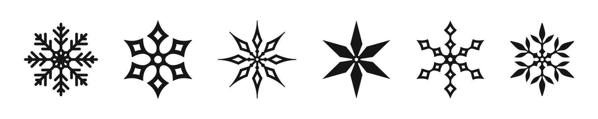 Snowflake icon set. Different snowflake crystals icons vector