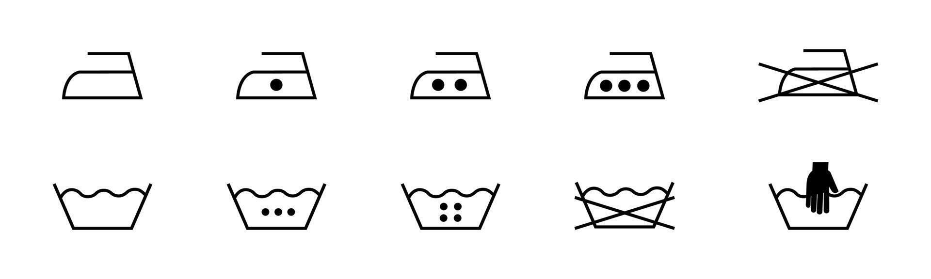 Clothing wash and ironing icon set vector
