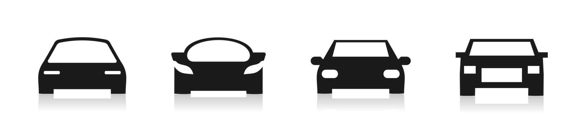 Car flat black icon set vector
