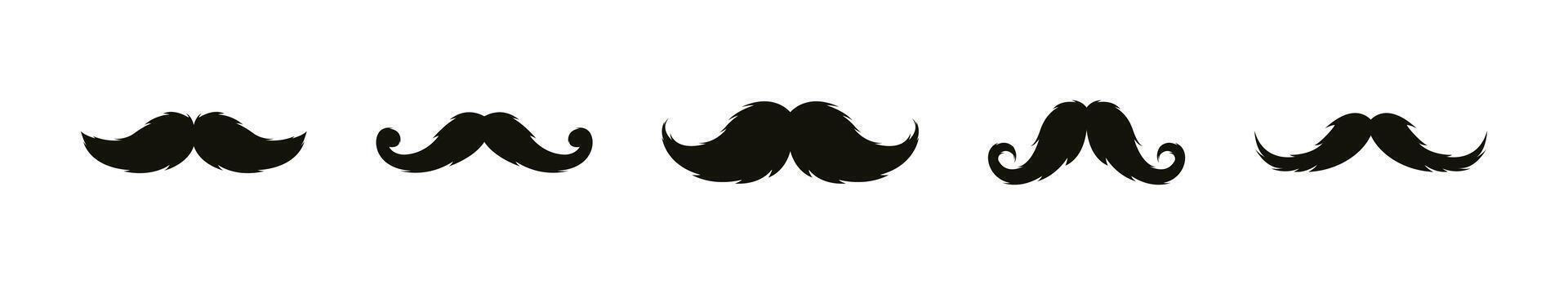 Mustache silhouette icon set vector