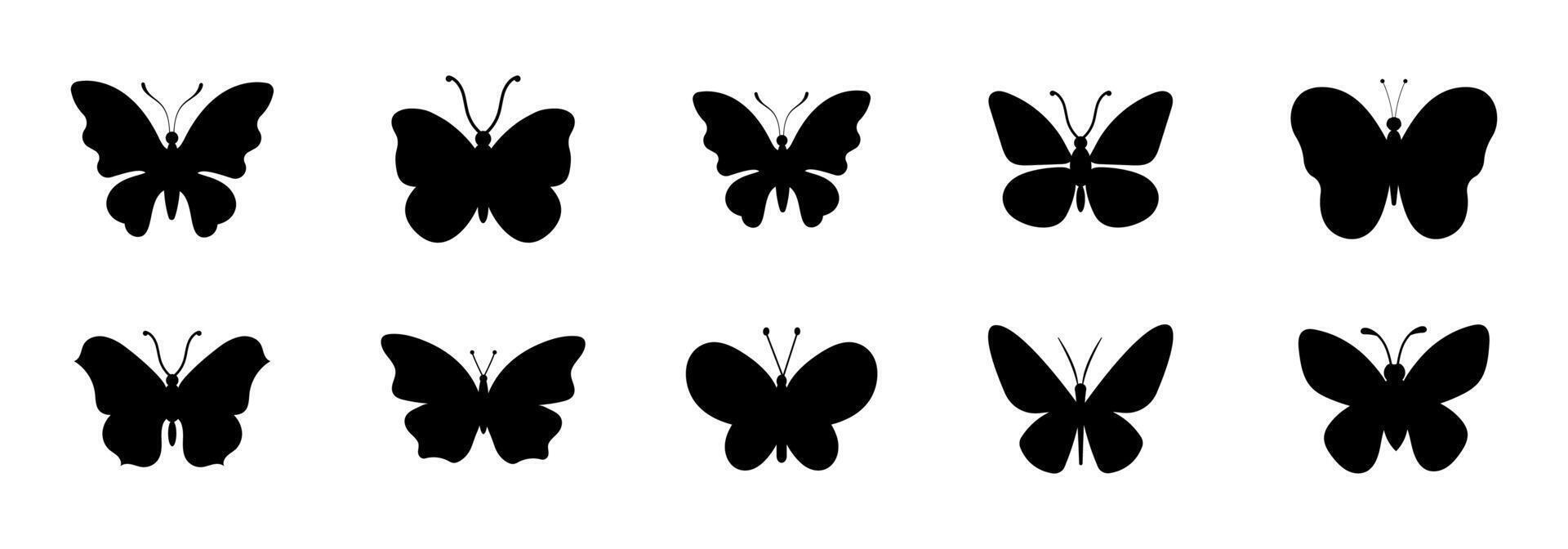 Butterfly silhouette icon set. vector