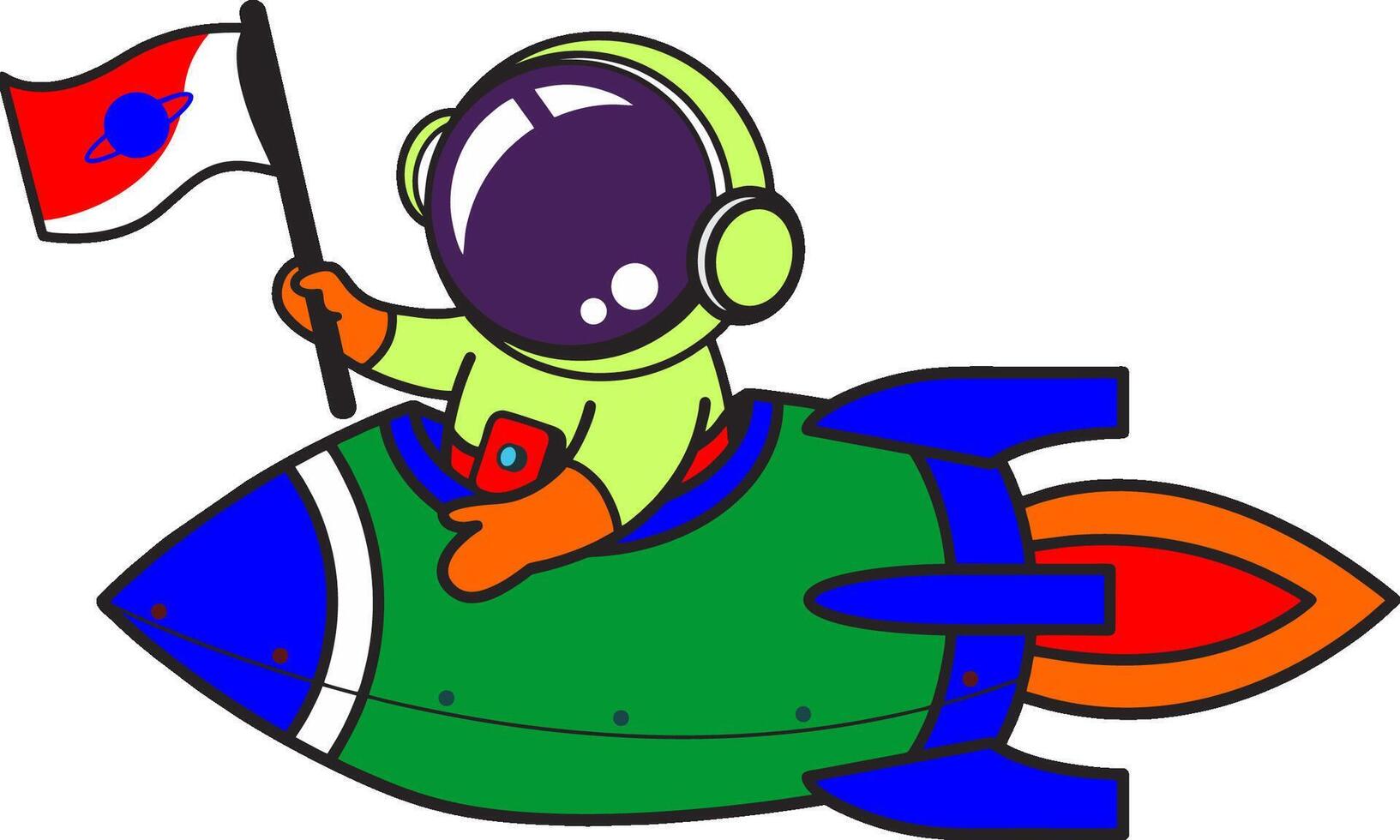 an astronaut on a rocket with a flag vector