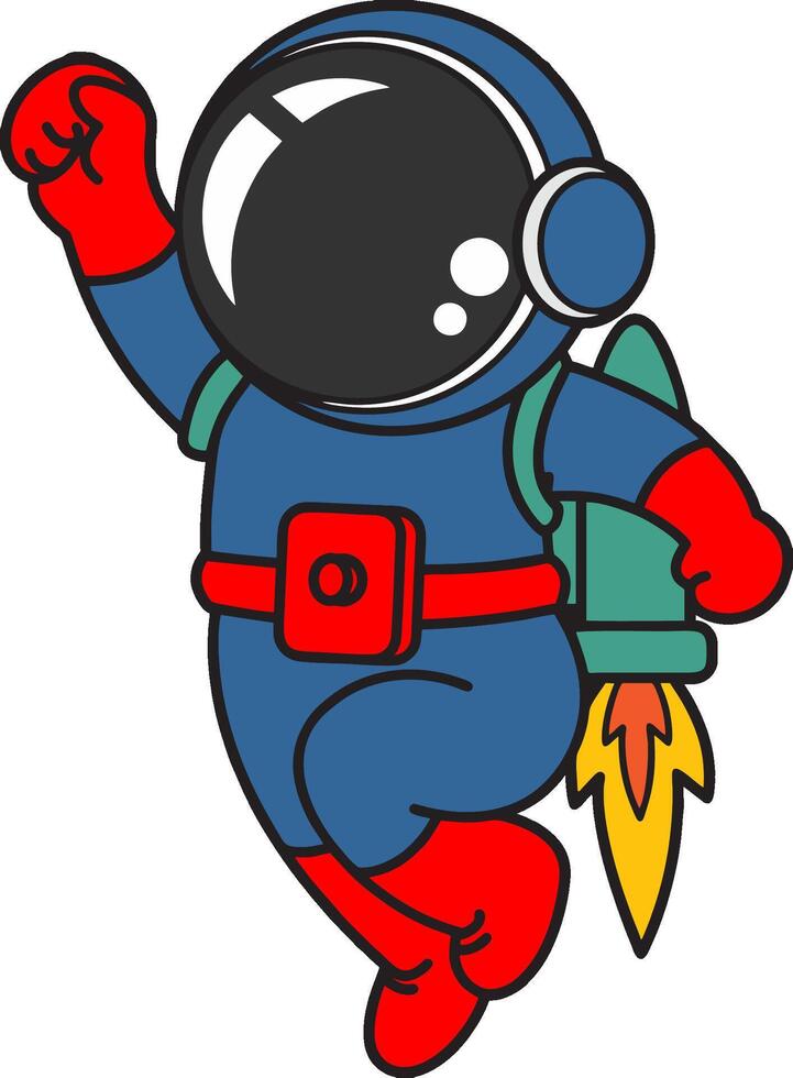 cartoon astronaut with rocket in hand vector