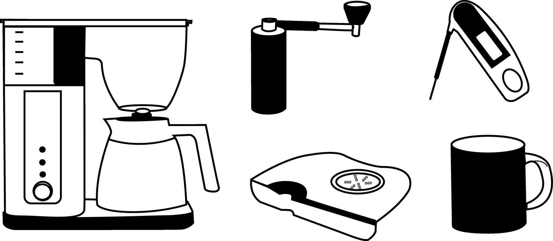 Coffee Time- Minimalist Doodle Set for Coffee Art vector