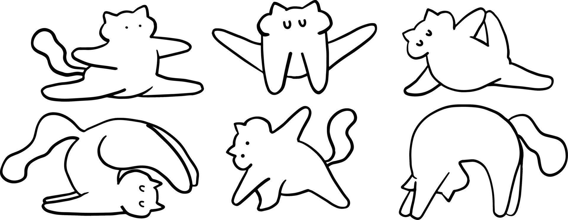 Yoga Cat Illustrations in Minimalist Doodle Style vector