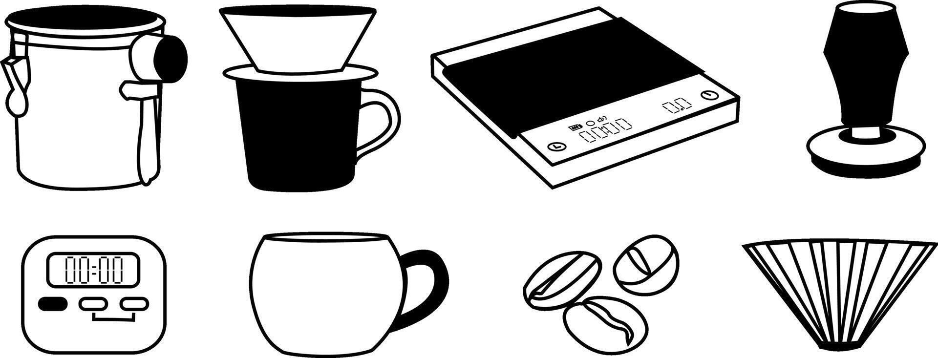 Cafe Style- Minimal Coffee-Themed Doodle Illustrations vector