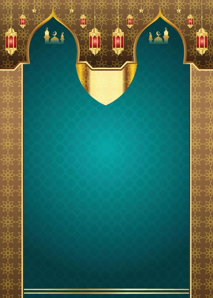 Arabesque ramadan ramazan with ramadhan lantern ornamental islamic background eid mubarak vector