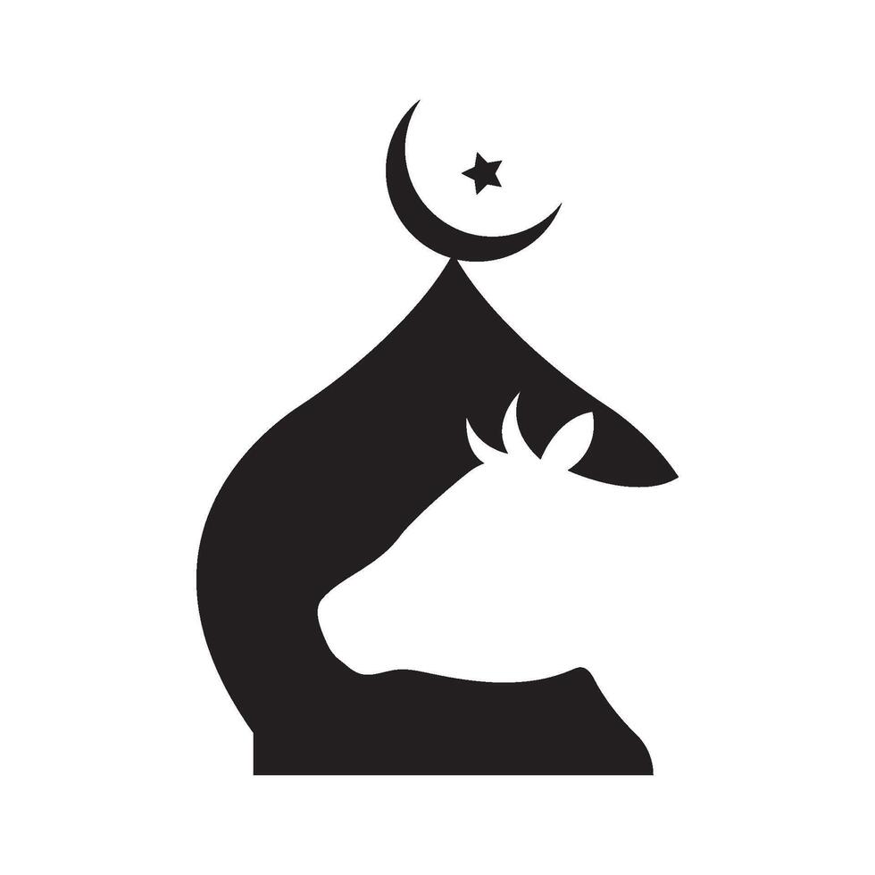 Eid al Adha logo with goat,camel and cow banner. The image is of a happy Eid al-Adha celebration vector