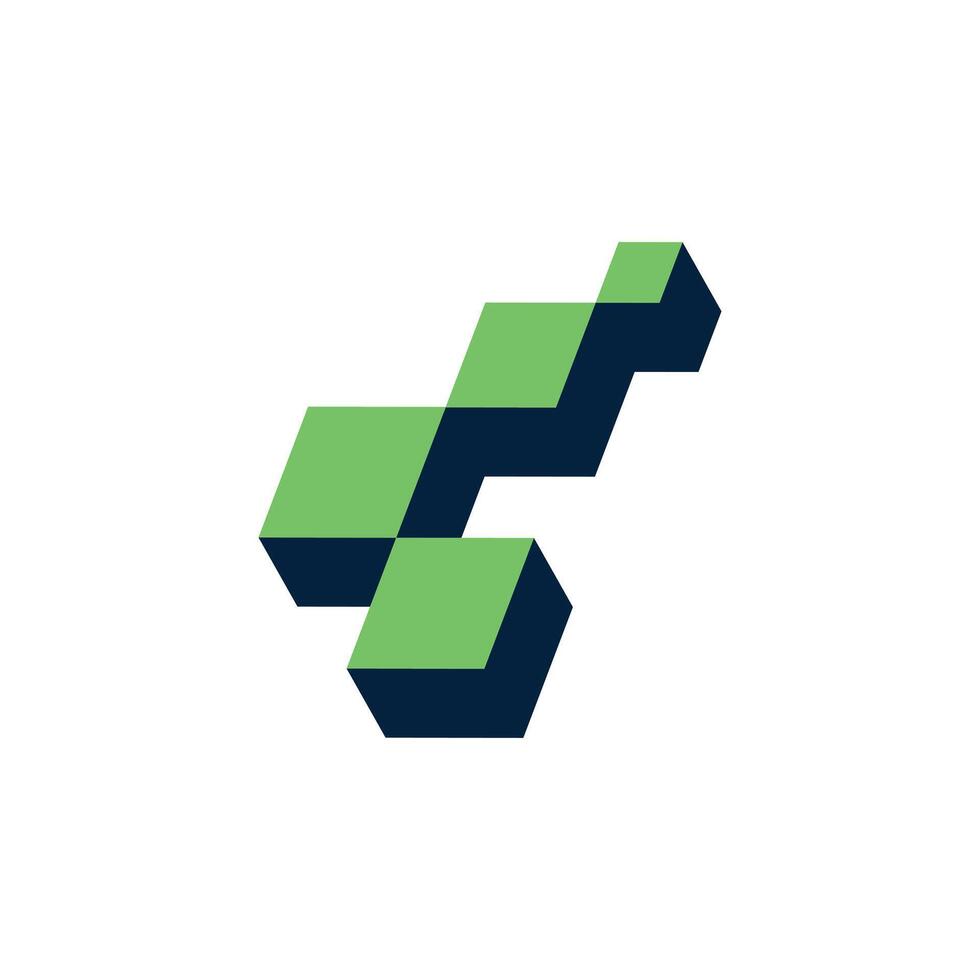 Logo pixel block 3d unique design vector